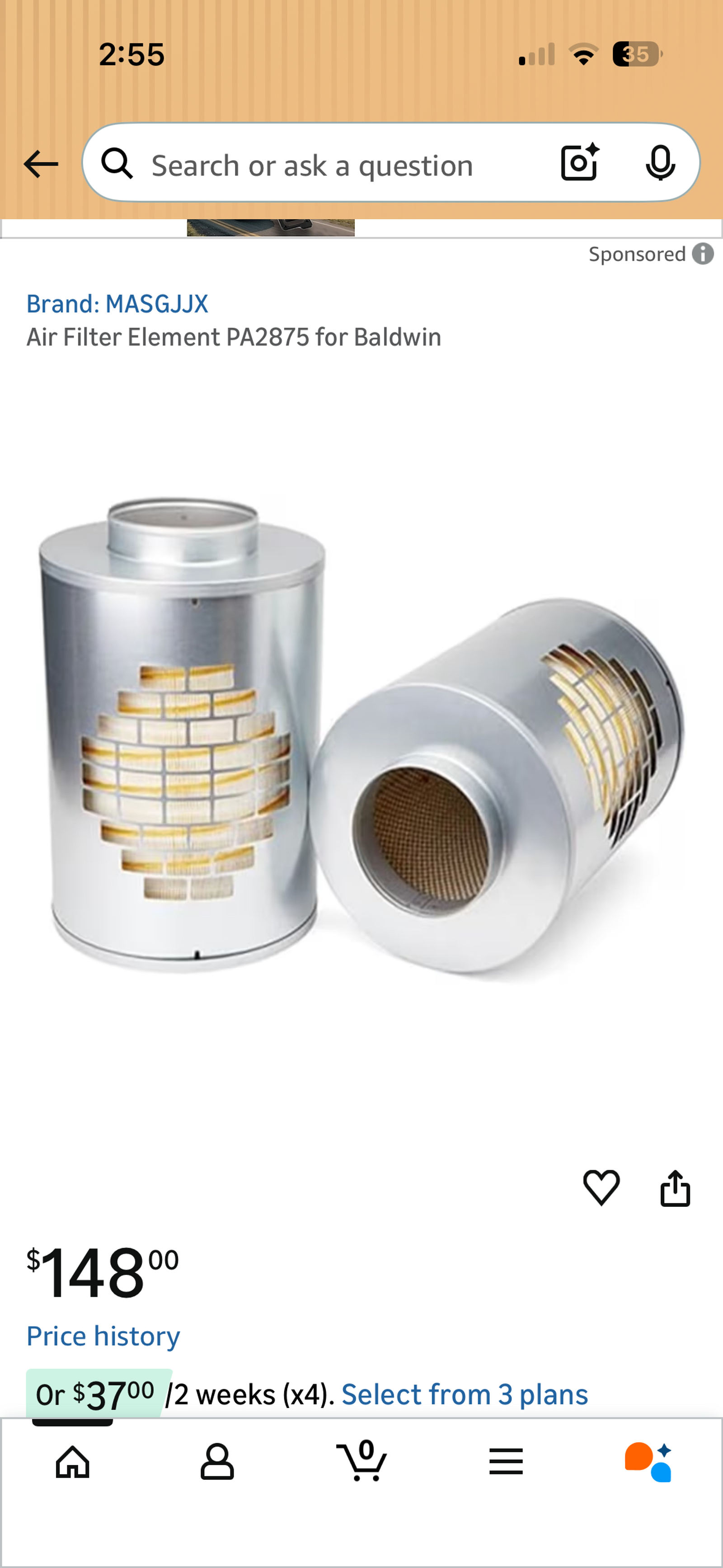 Baldwin PA2875 Air Filter Element