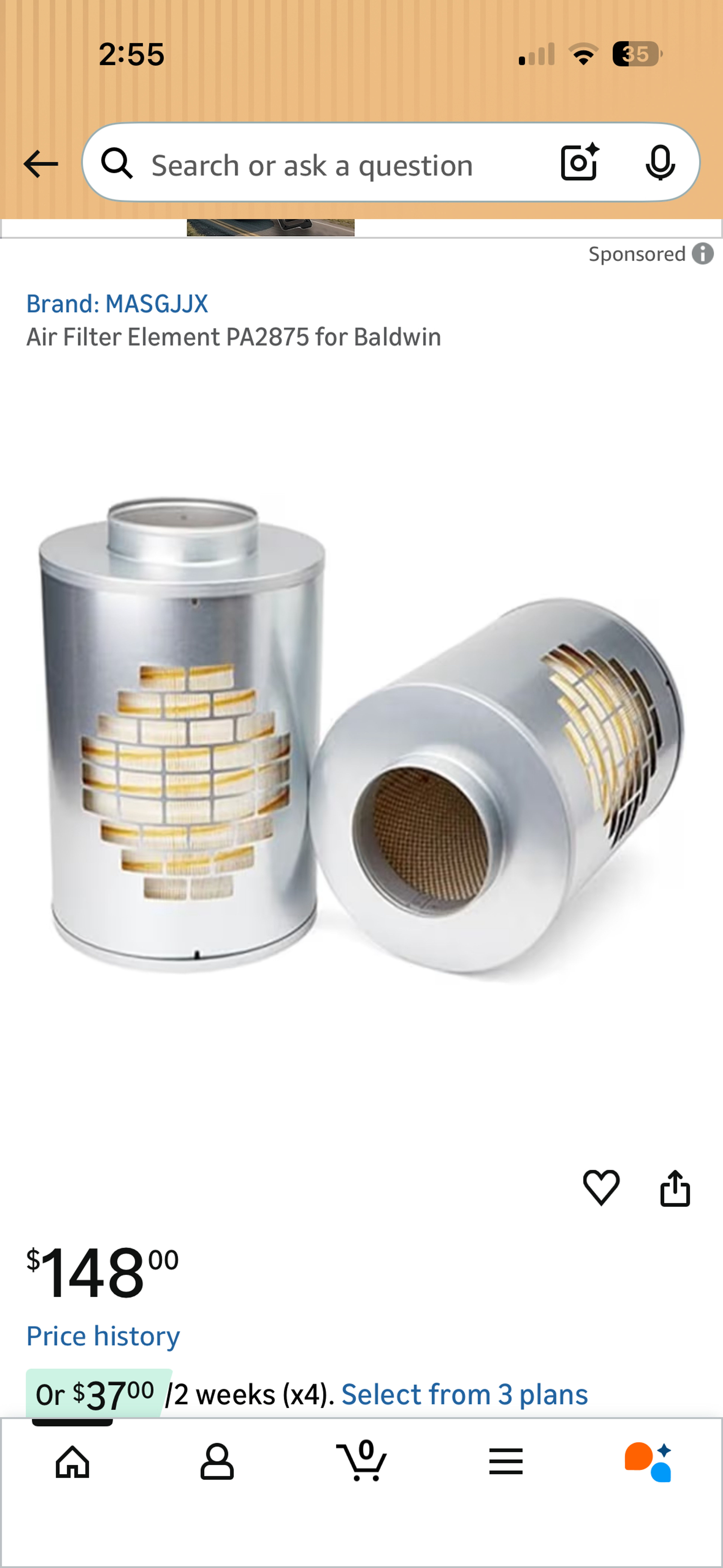 Baldwin PA2875 Air Filter Element