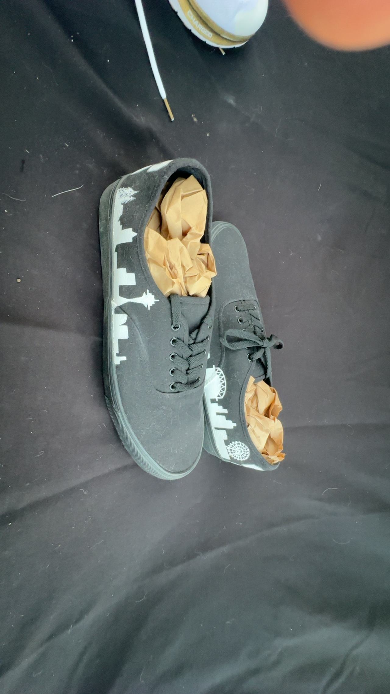 Custom Art Seattle 2016 Vans Authentic Low Top Black Canvas Shoes - Size 13