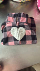 Carter's Baby Girls Pink Buffalo Plaid Fleece Jumpsuit - Image 5