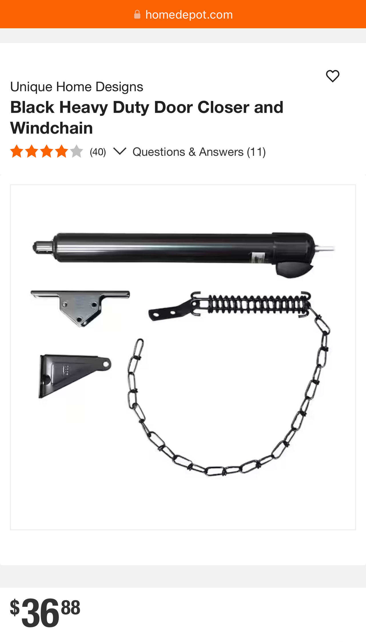 NEW Unique Home Designs Black Heavy Duty Door Closer and Windchain