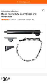 NEW Unique Home Designs Black Heavy Duty Door Closer and Windchain - Image 1