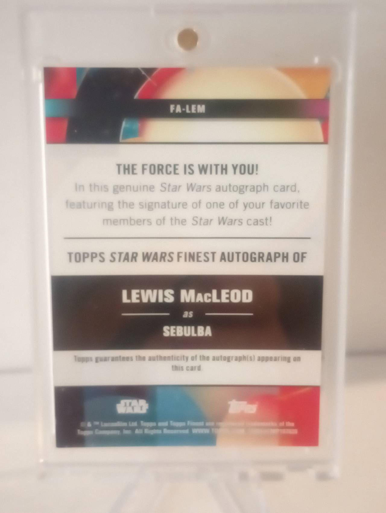 2018 Topps Finest Star Wars Sebulba Lewis MacLeod Autograph Card
