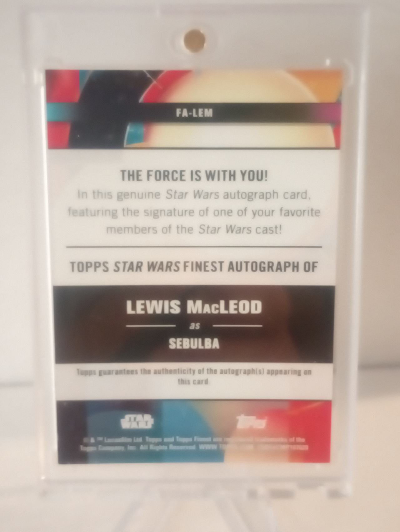 2018 Topps Finest Star Wars Sebulba Lewis MacLeod Autograph Card