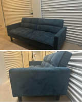Dark Blue Tufted Convertible Sofa - Image 3