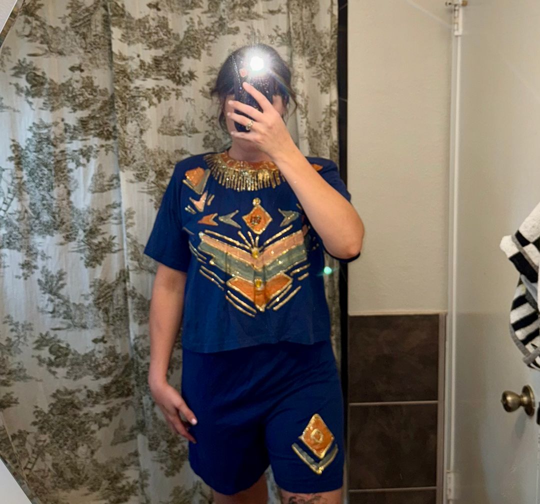 80s Vintage Embroidered Two-Piece Leisure Set