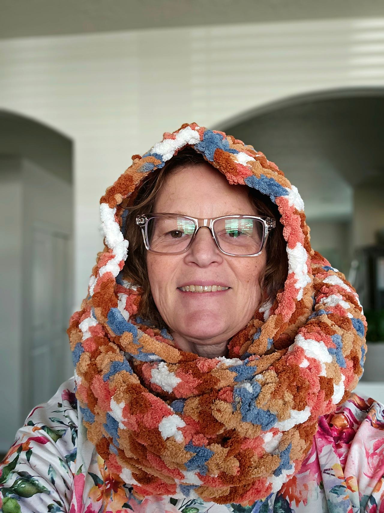 Handmade Crochet Chenille Hooded Shawl