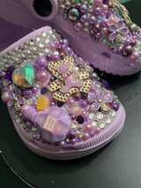 Handmade rhinestones and hems girls purple new clogs size  - Image 2
