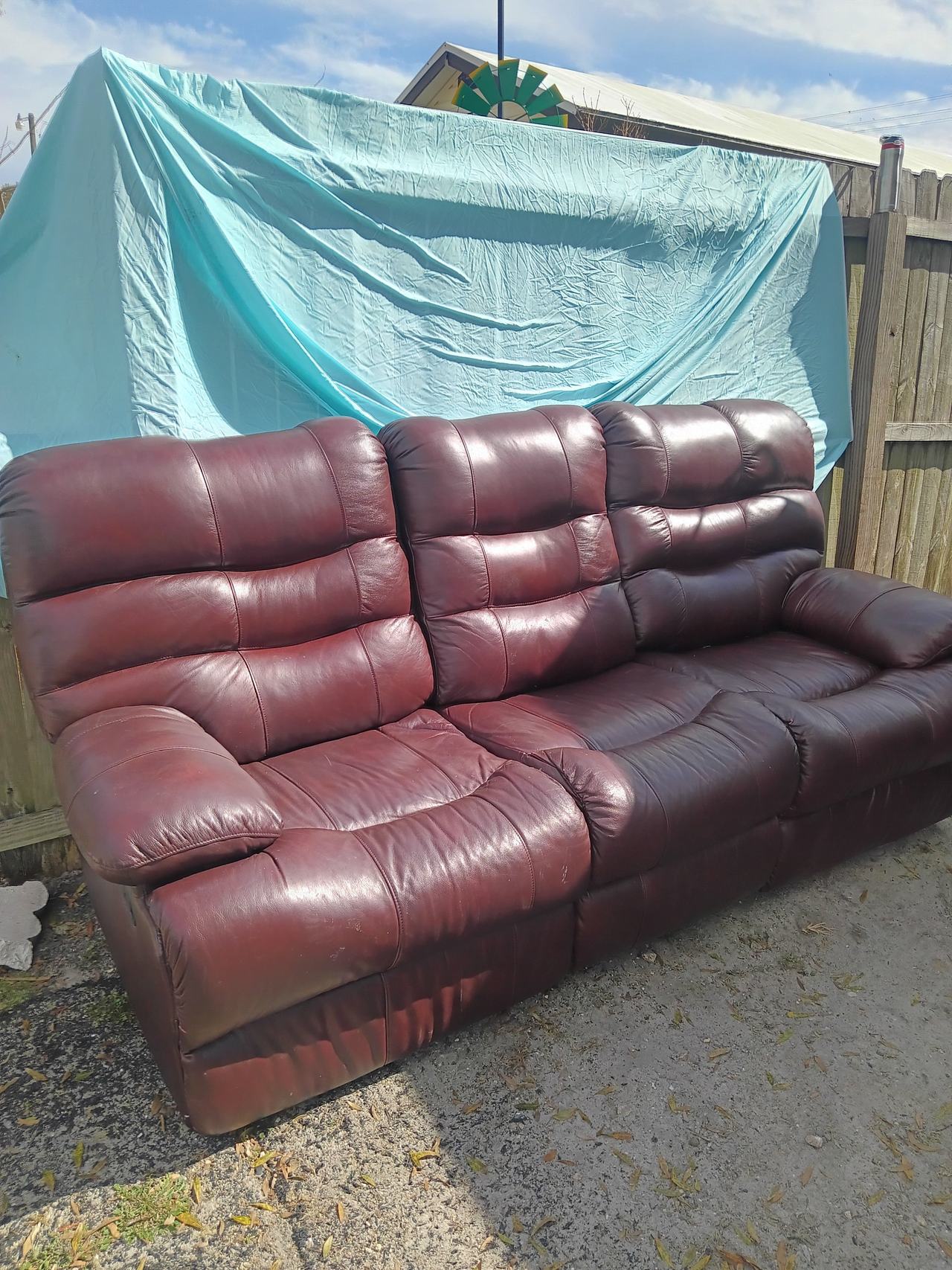 Burgundy Leather Reclining Sofa