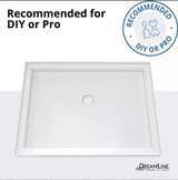 DreamLine SlimLine 54 in. x 32 in. Single Threshold Alcove Shower Base in White with Center Drain - Image 7