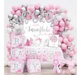 Little Snowflake Baby Shower Decorations Party Supplies, Pink Baby Shower Decor - Image 1