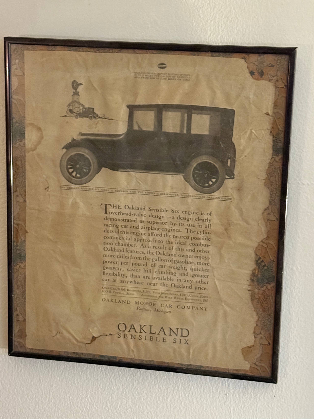 Vintage Oakland Sensible Six Framed Advertisement