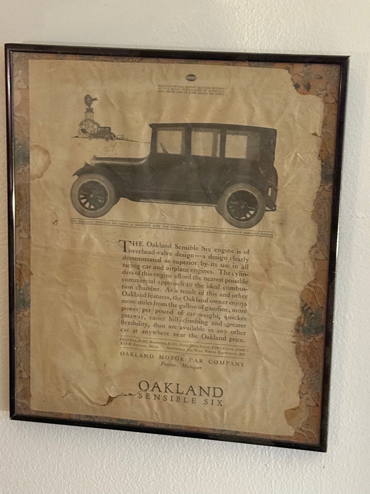Vintage Oakland Sensible Six Framed Advertisement
