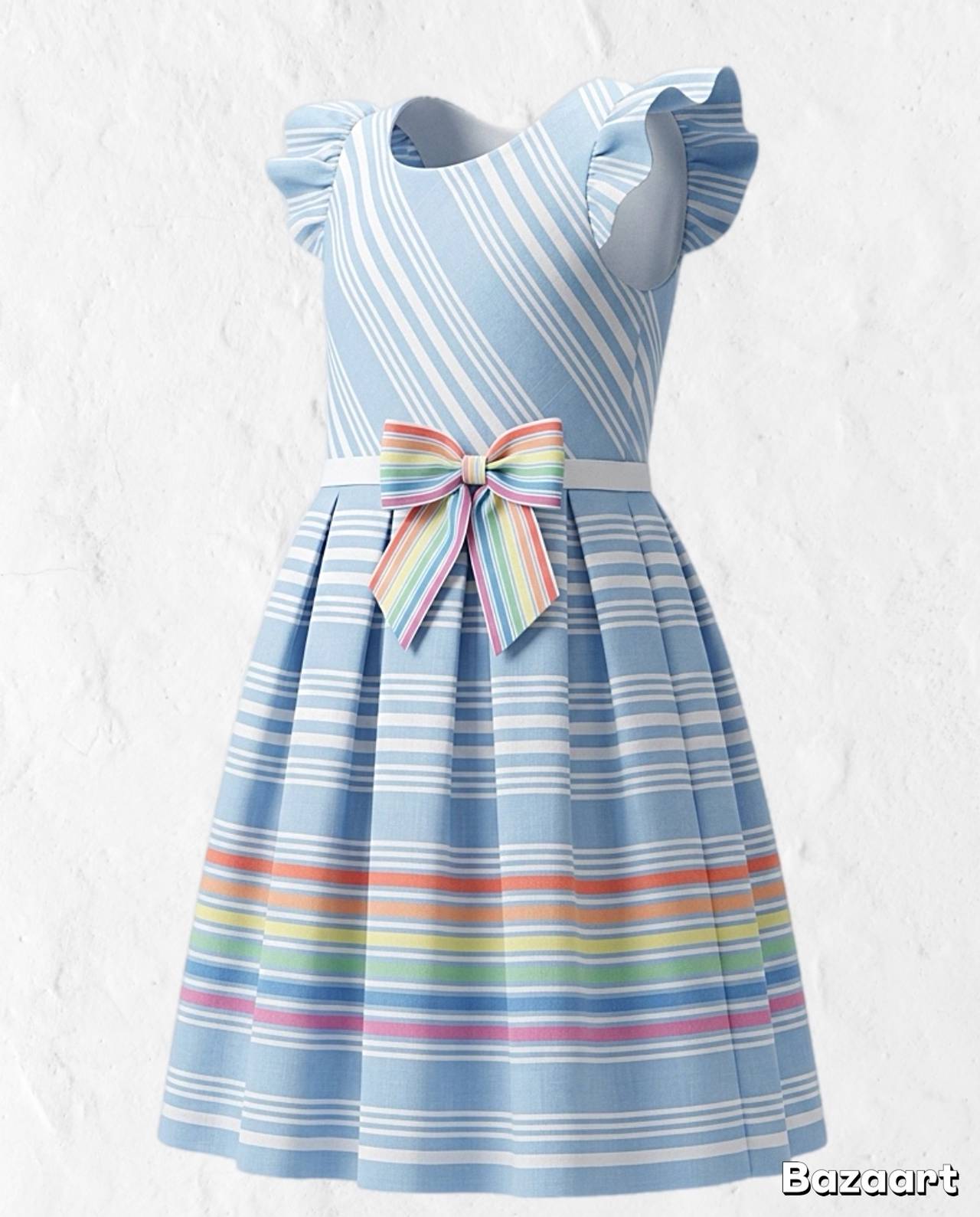 Janie and Jack Striped Rainbow Bow Dress
