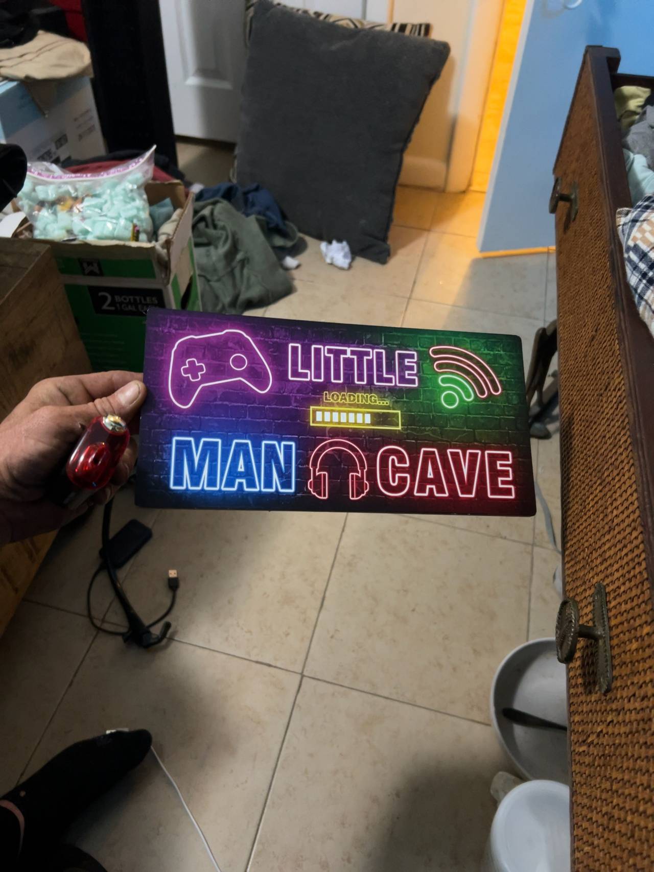 CHILDWEET Neon Gaming Wooden Door Sign