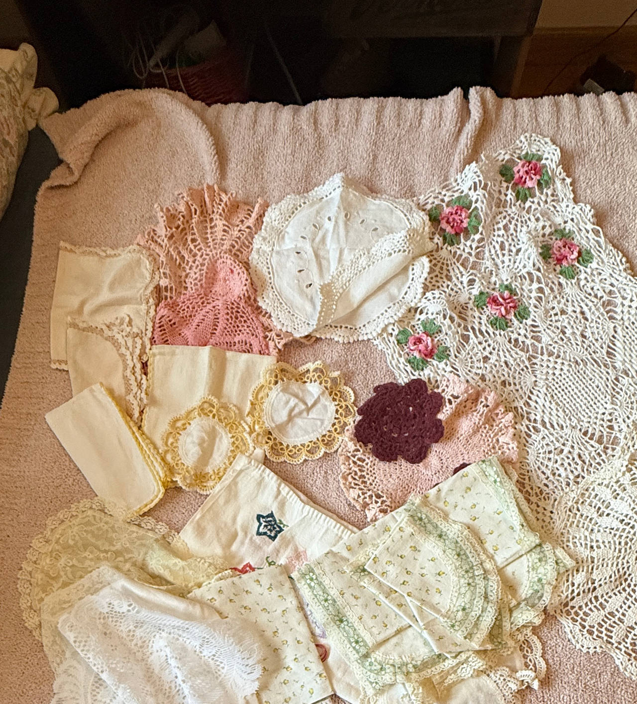Vintage Lace Doilies and Linens Lot