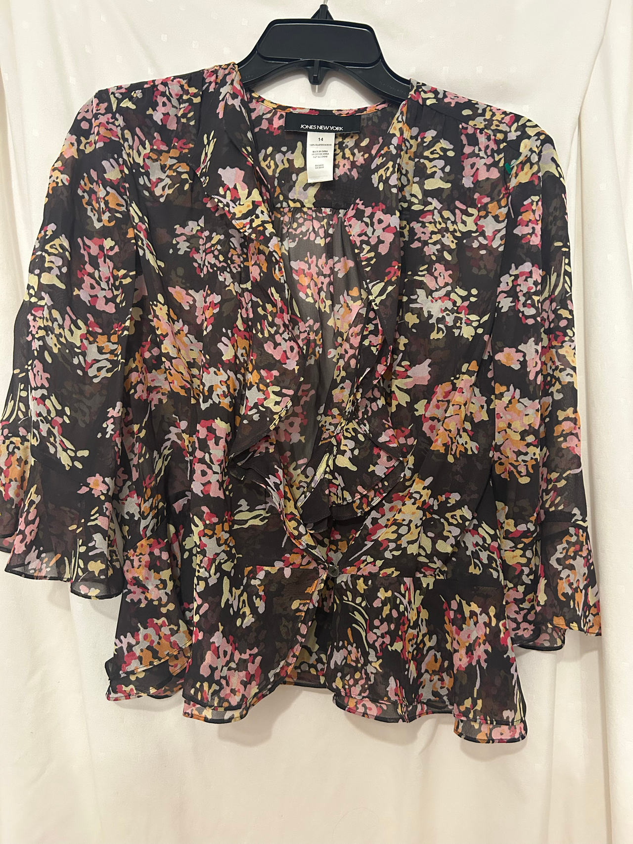 Jones New York Floral Ruffle Blouse
