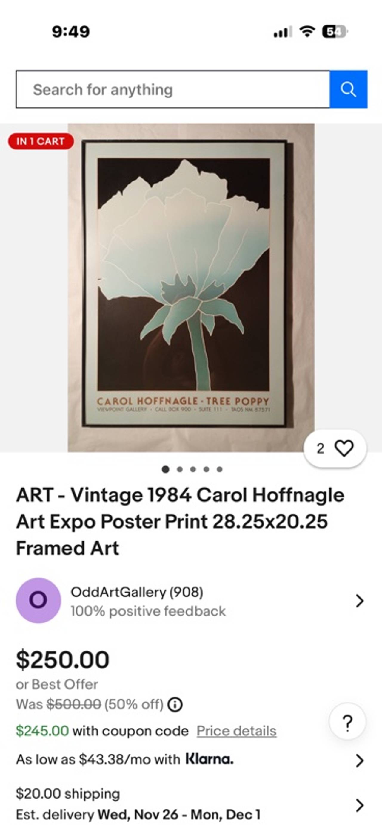 Carol Hoffnagle 1984 Rosebud Vintage Poster