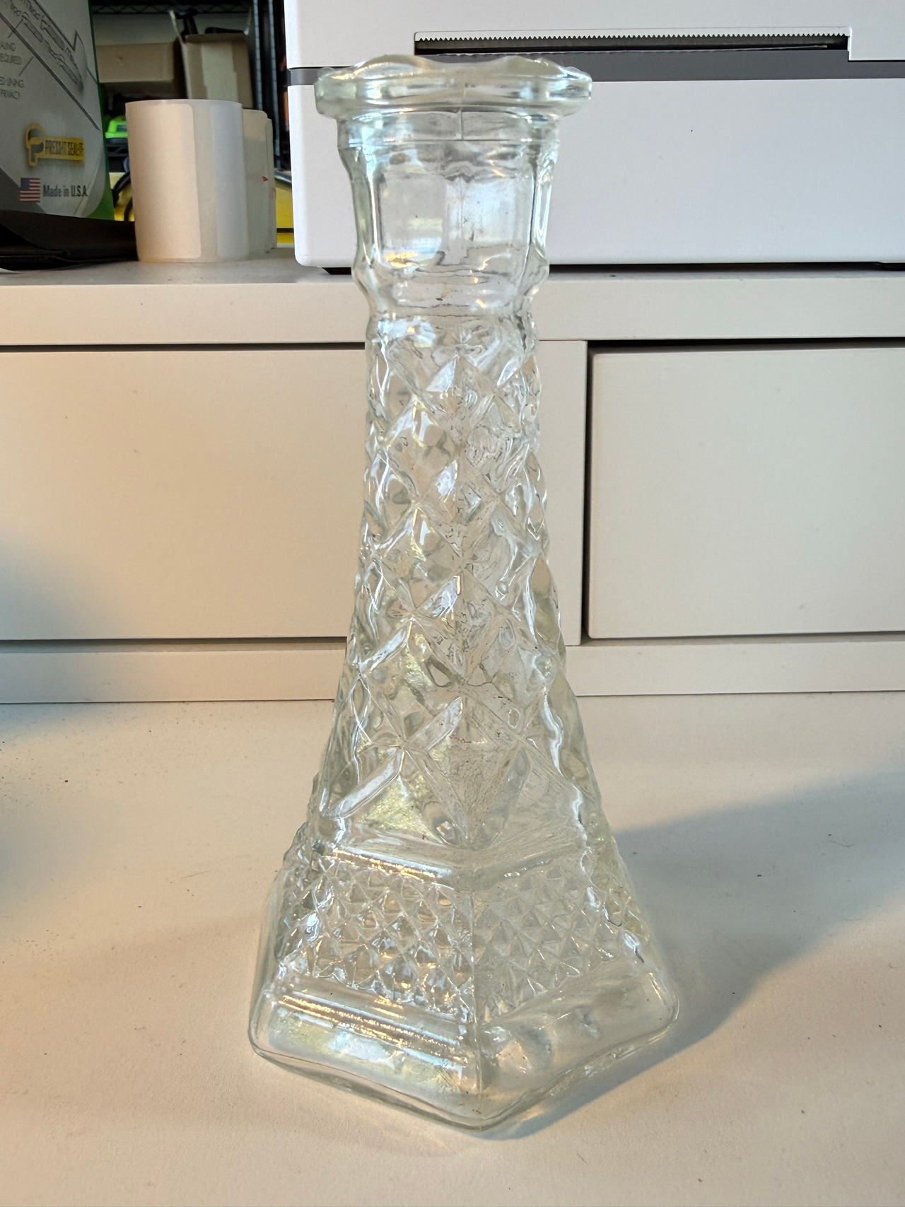 Vintage Diamond Cut Glass Vase