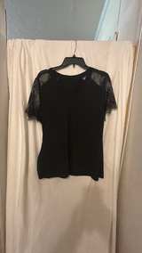 Black Lace Sleeve V-Neck Top - Image 2