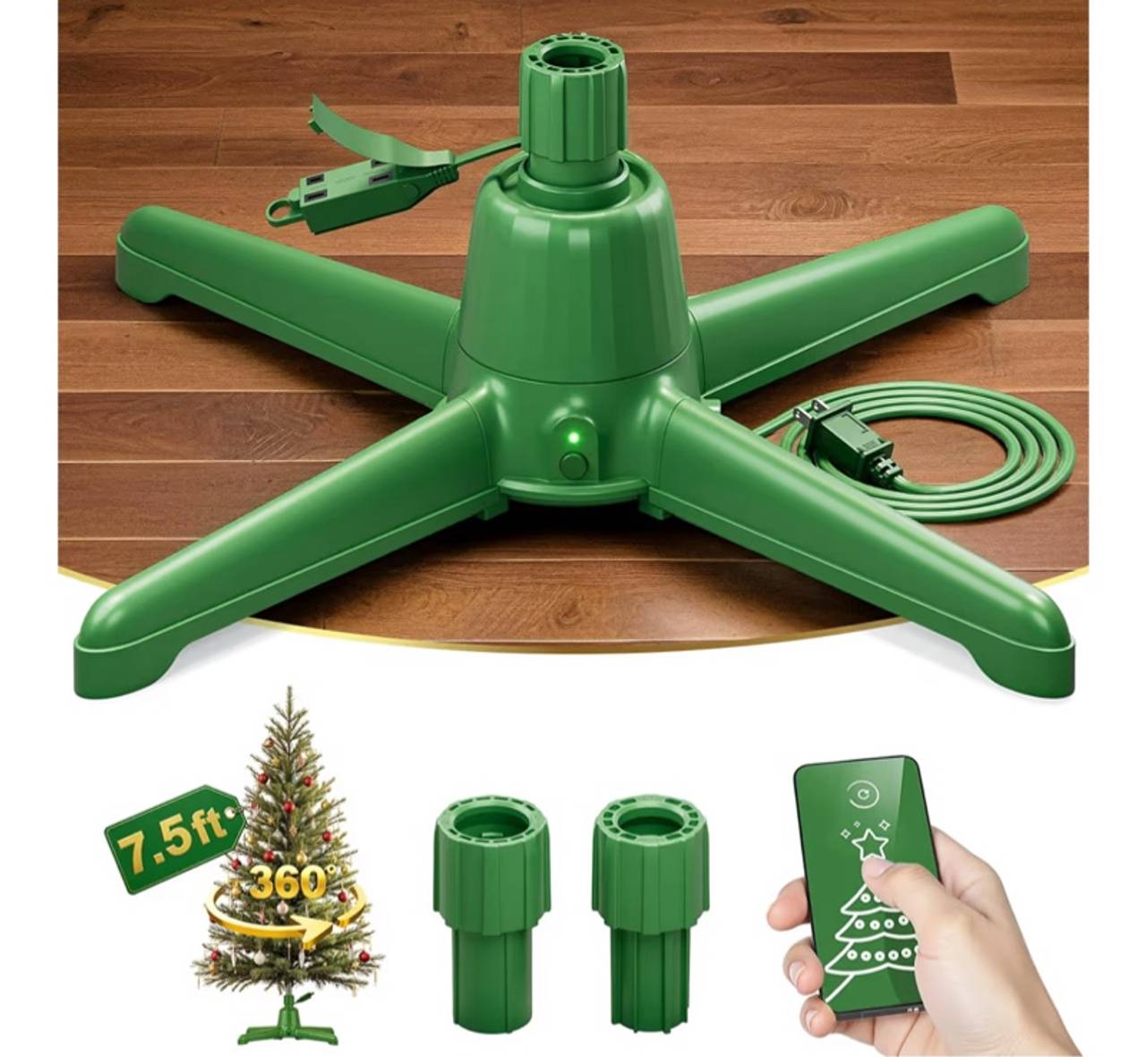 360° Rotating Christmas Tree Stand, Up to 7.5ft, 90lb Artificial Christmas Tree