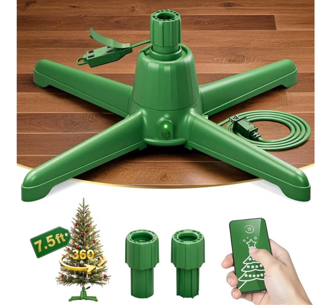 360° Rotating Christmas Tree Stand, Up to 7.5ft, 90lb Artificial Christmas Tree