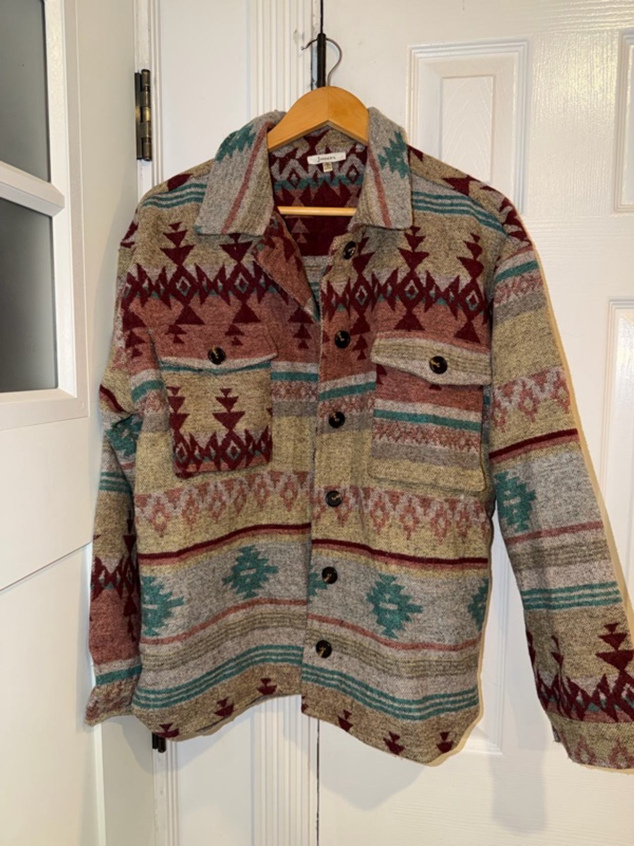 Jodifl Medium Multicolor Shacket Jacket Aztec 