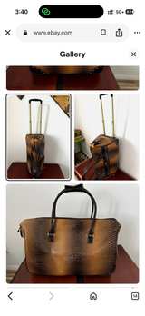 Samantha Brown Rolling Embossed Wheeled Weekender Faux Croco Brown Ombre - Image 2