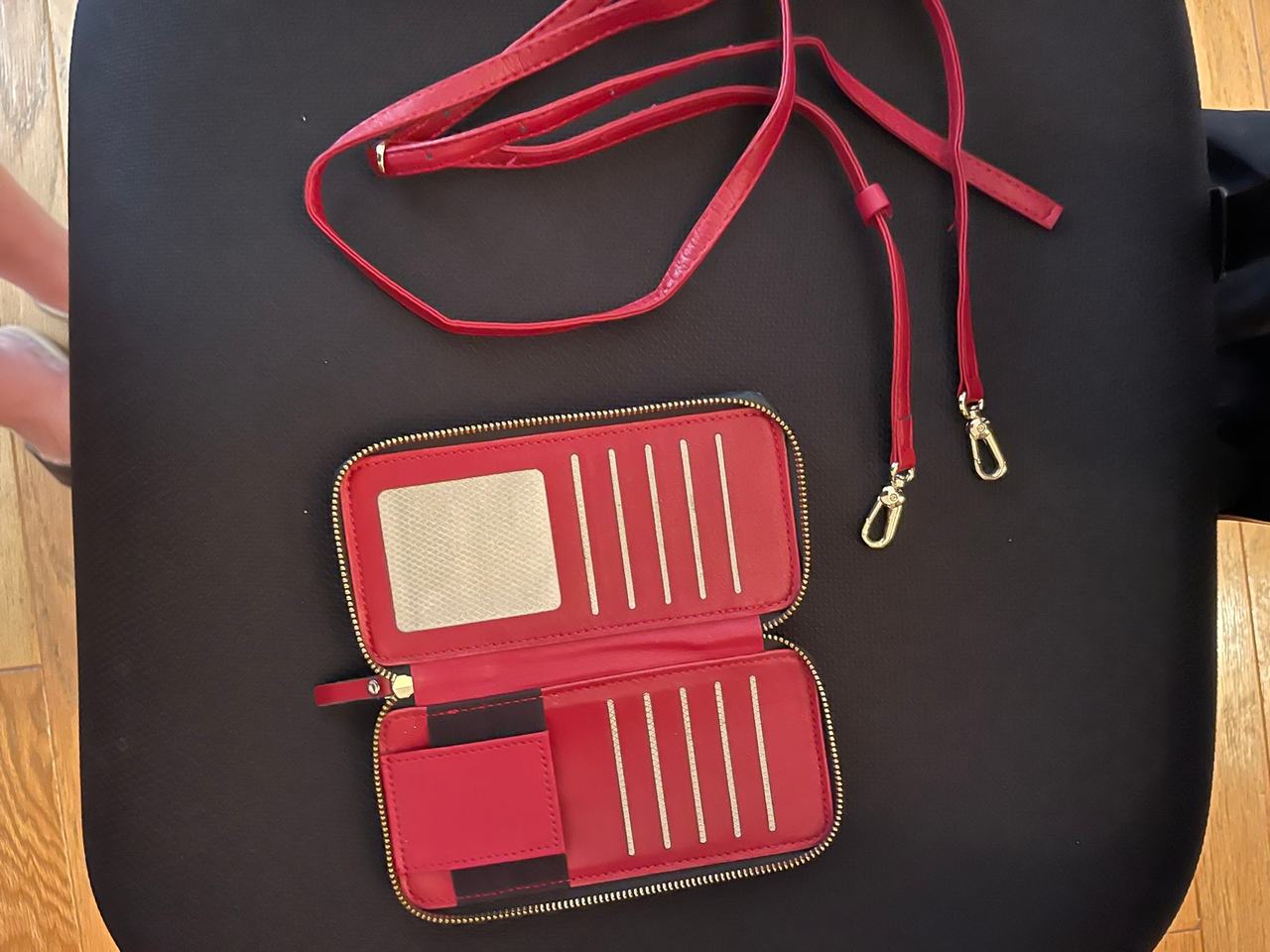 Red Zip-Around Wallet Crossbody