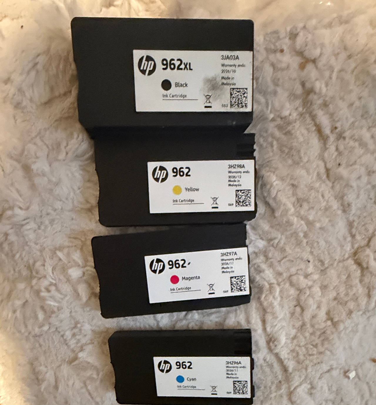 HP 962XL Black and 962 Cyan/Magenta/Yellow Ink Cartridges