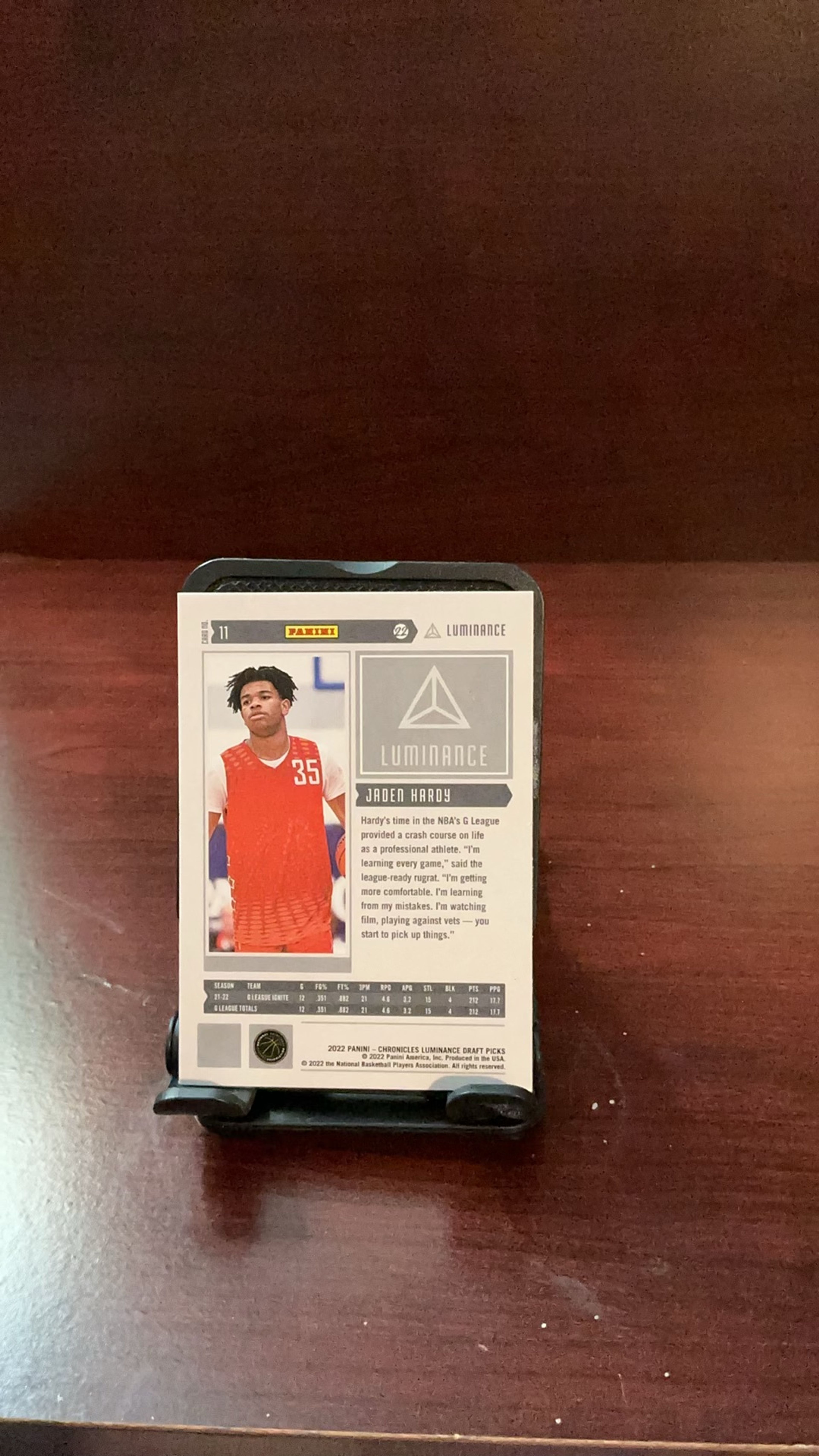 2022-23 Panini Luminance Jaden Hardy RC #142 - Image 2