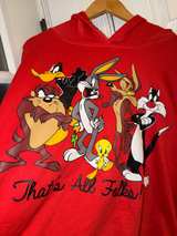 Looney Tunes Red Pullover Hoodie 1X Bugs Bunny Taz Daffy Duck Tweety Road Runner - Image 7