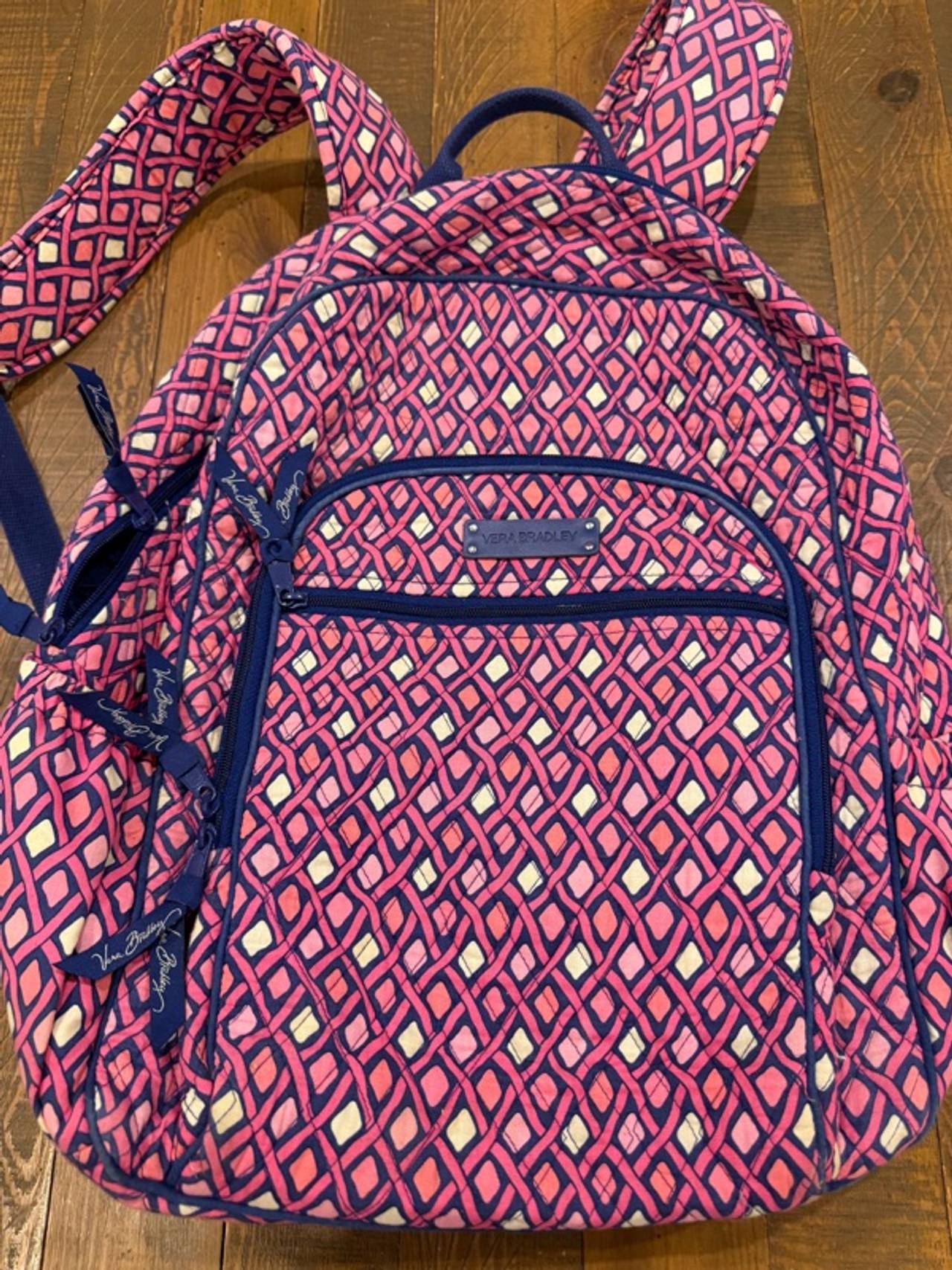 Vera Bradley Campus Backpack Pink White Blue