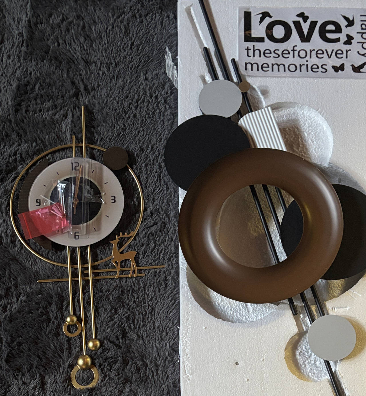Modern Abstract Geometric Wall Clock Set