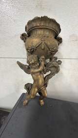 Vintage Style Cherub Wall Pocket Planter - Image 1