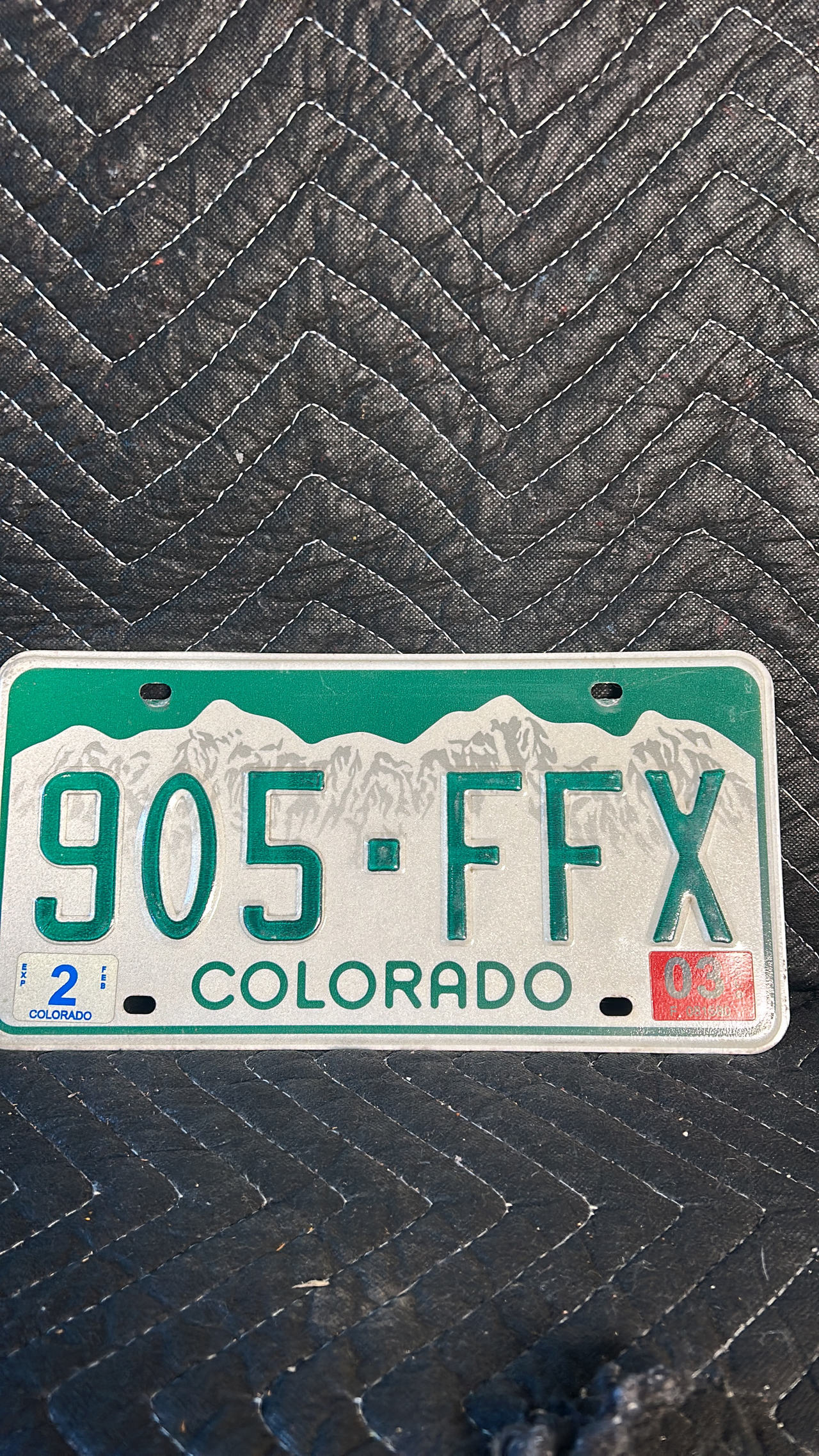 Colorado License Plate 905-FFX