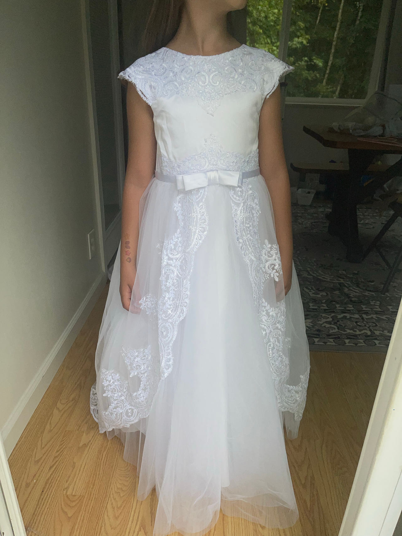 Girls' White Lace First Communion Dress