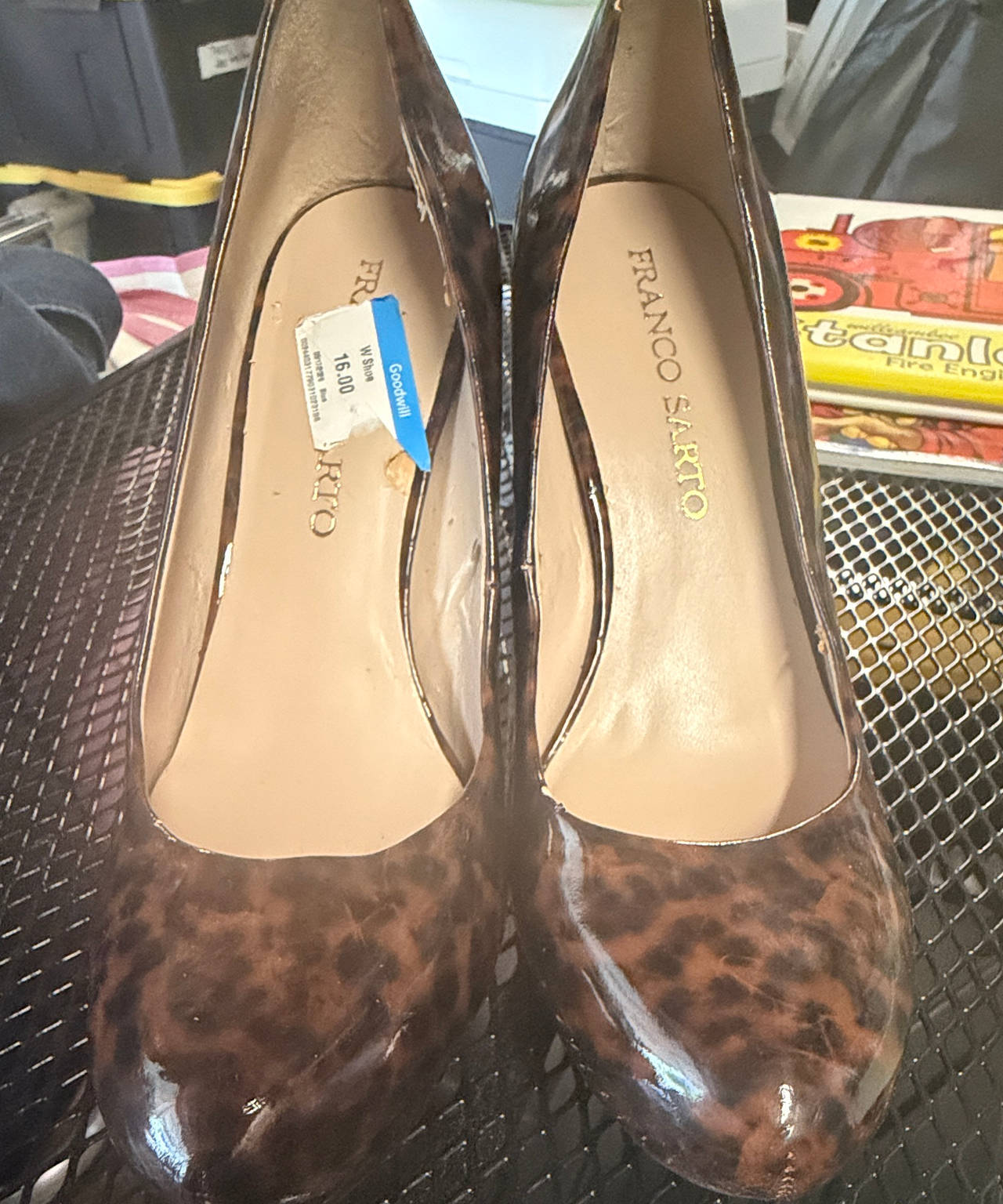 Franco Sarto Leopard Print Patent Pumps size 8