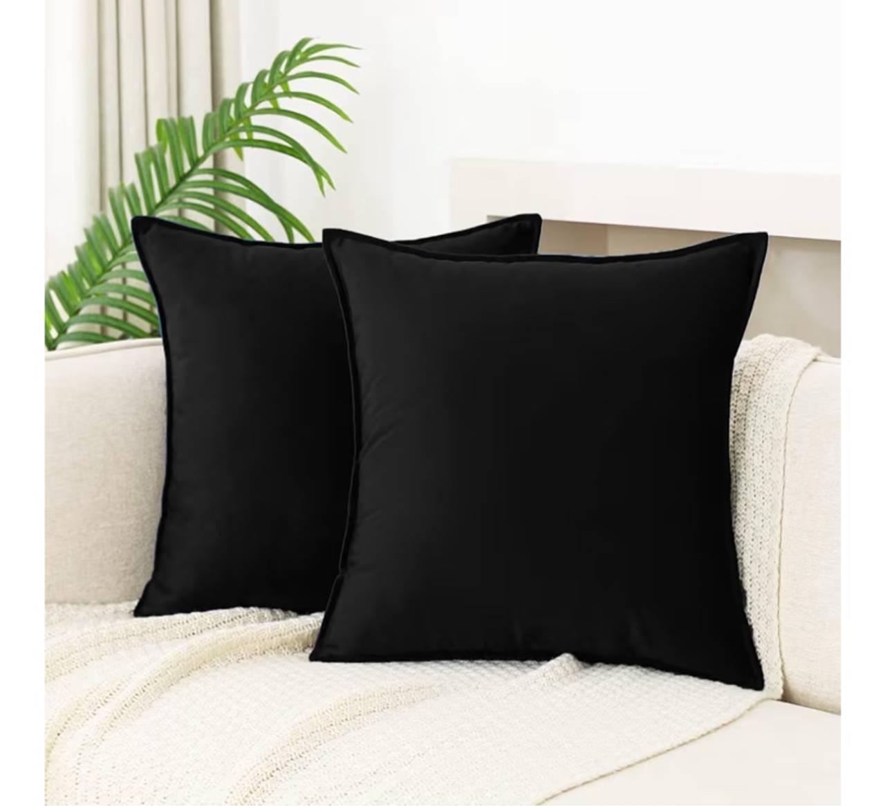 JIAHANNHA Black Velvet Throw Pillow Covers Pack of 2
