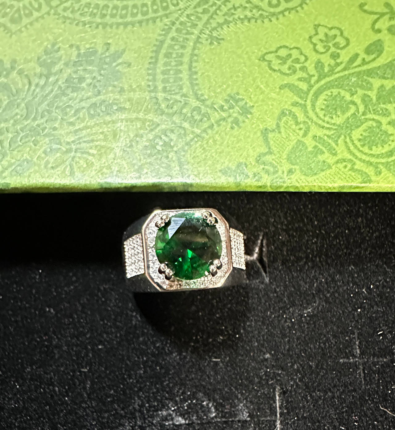 Garden Green Crystal Ring in Sterling Silver