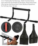 3-in-1 Doorway Pull Up Bar with Ab Straps and Push-Up Handles - Image 1
