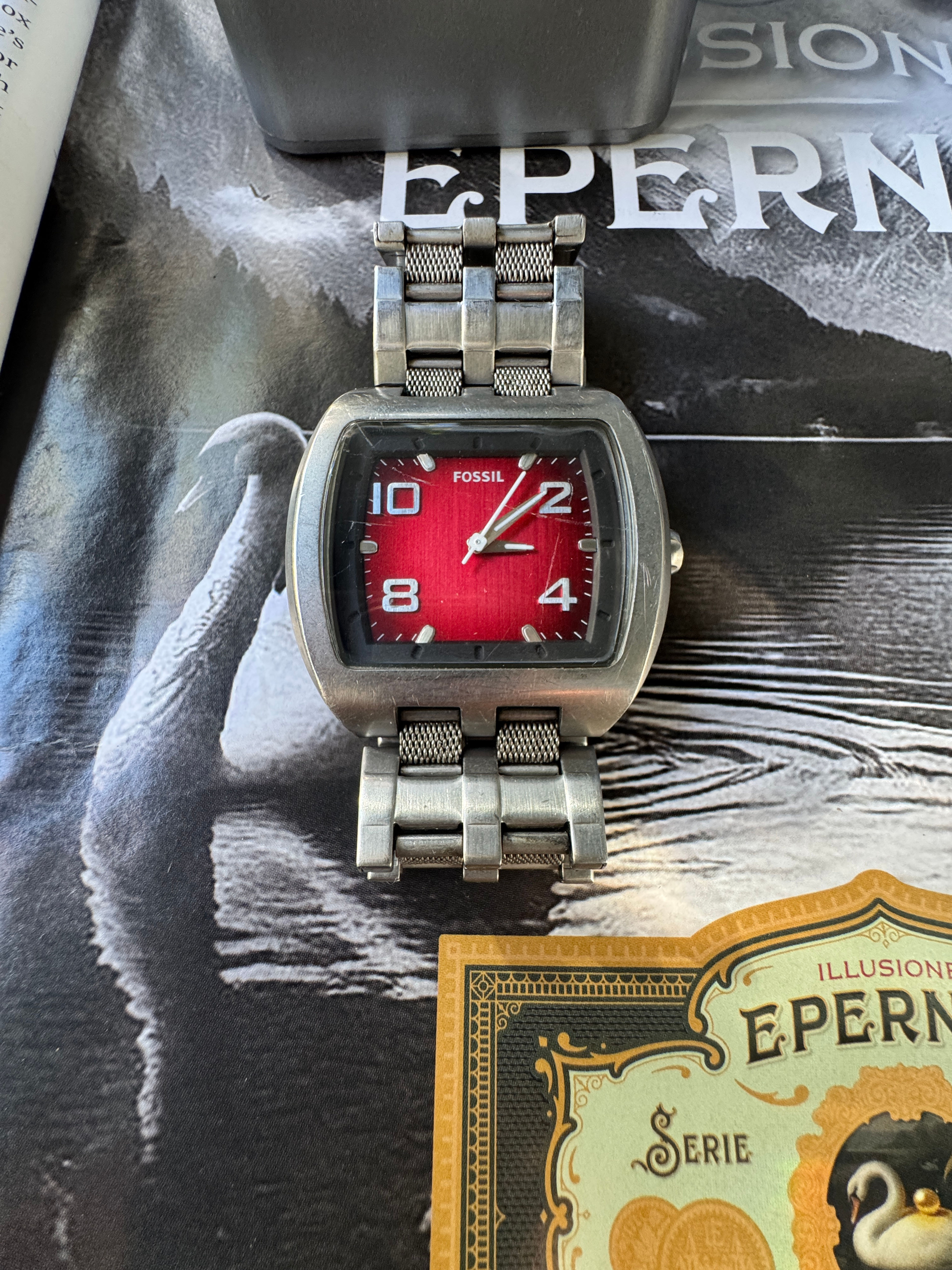 Fossil Big Tic Red Dial Stainless Steel Watch
