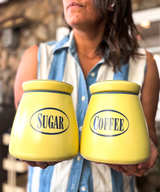 Vintage Yellow Ceramic Sugar and Coffee Canister Set - Image 3
