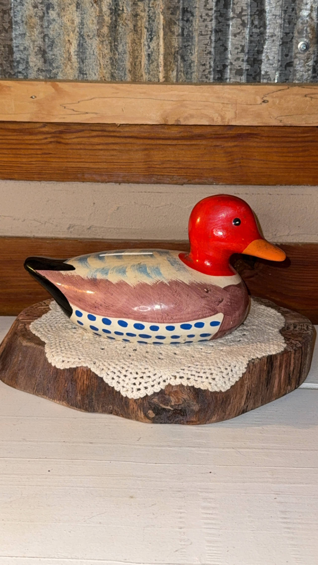 Vintage Hand-Painted Ceramic Duck Coin Bank