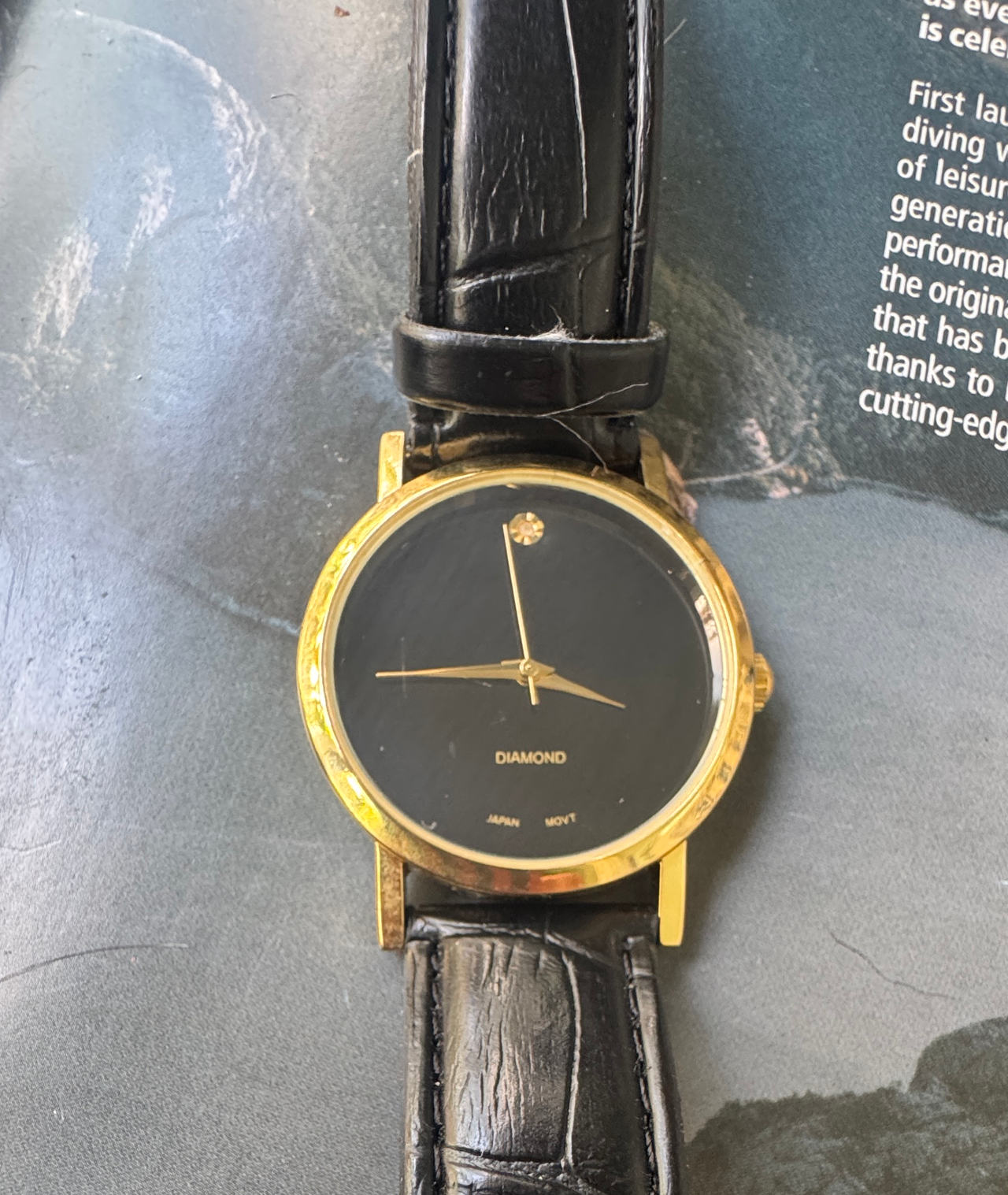 Gold Tone Diamond Accent Quartz Watch