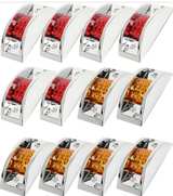 12pc Chrome Armored LED Trailer Marker Light Set Amber Red Truck RV - Image 1