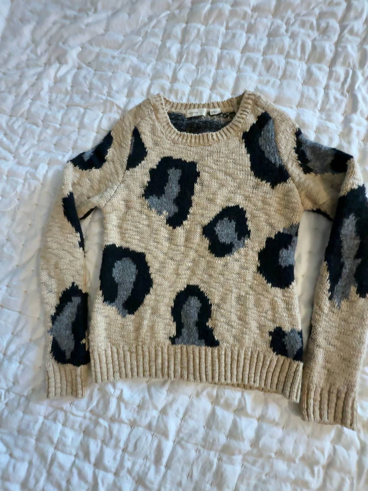 Anthropologie Sleeping On Snow Guepardo Leopard Print Wool Mohair Sweater