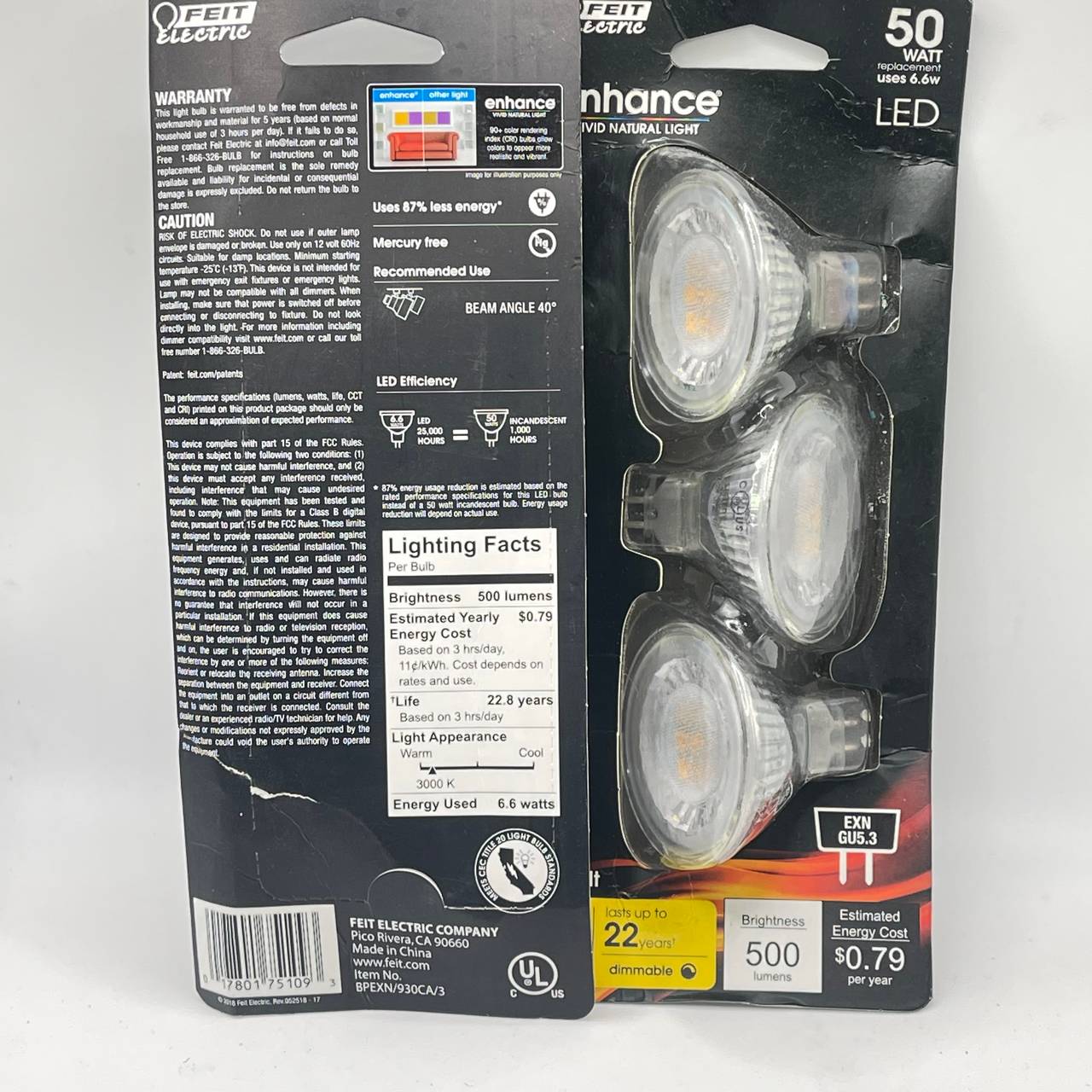 (6 bulbs) Feit Electric Enhance MR16 50W Replacement LED Bulbs 3-Pack x 2 Unit