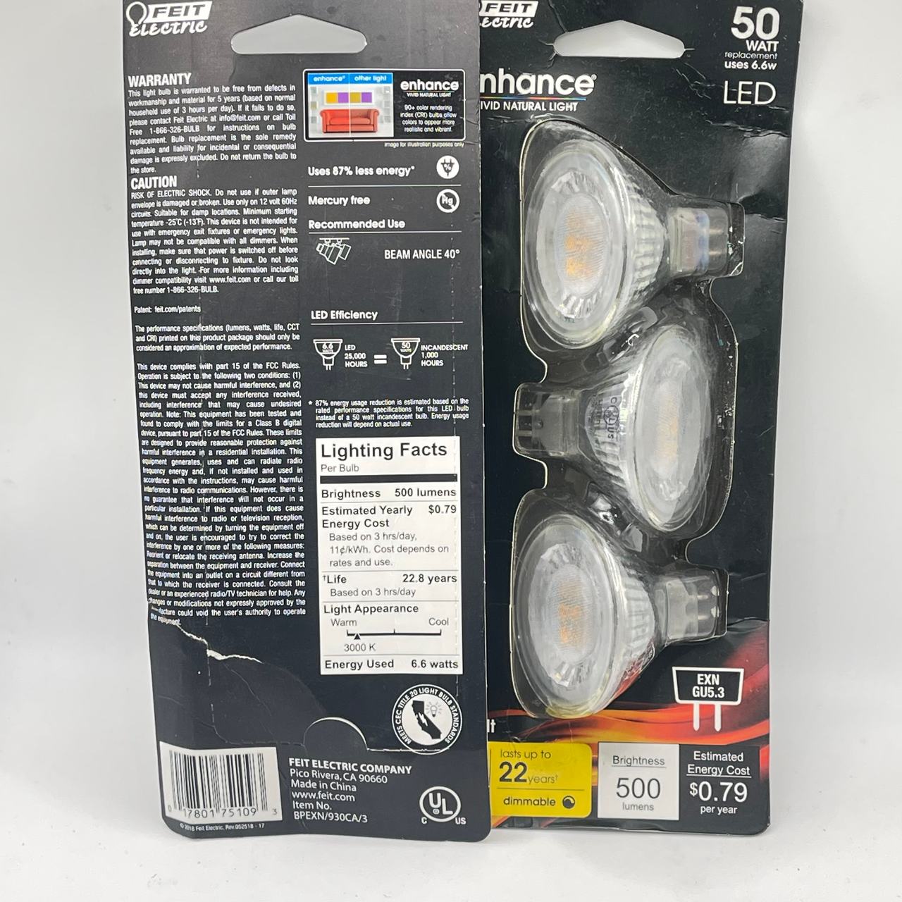 (6 bulbs) Feit Electric Enhance MR16 50W Replacement LED Bulbs 3-Pack x 2 Unit