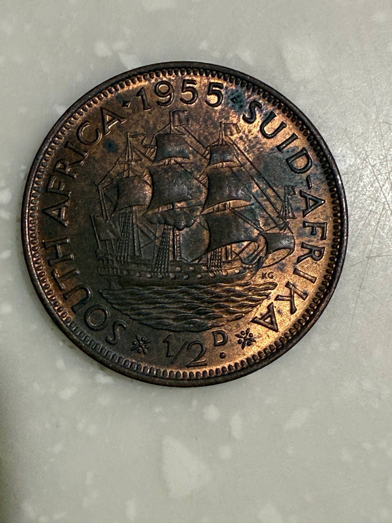 1955 South Africa 1/2 Penny Coin E18